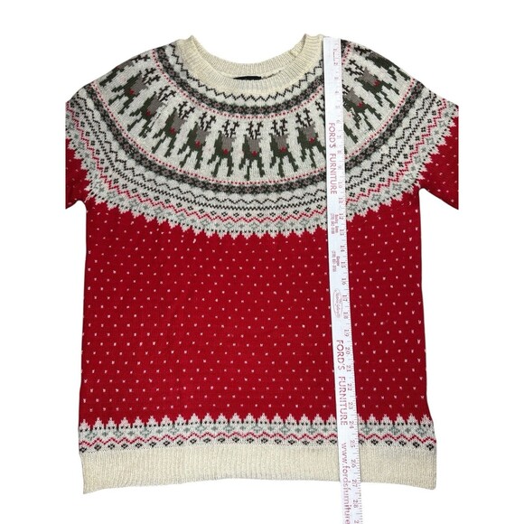 Heimish Red Fair Isle Christmas Sweater Reindeer Crewneck 1XL Holiday Knitwear - Picture 8 of 10